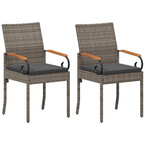 Sedie da giardino con cuscino 2 pcs Grigio e Grigio Scuro - Foto 1