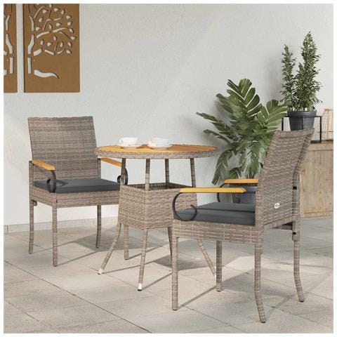 Sedie da giardino con cuscino 2 pcs Grigio e Grigio Scuro - Foto 2