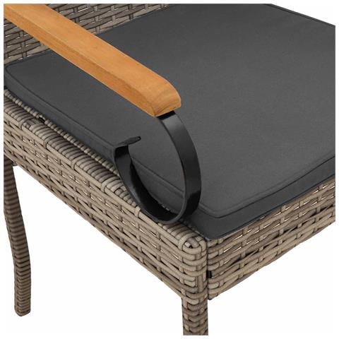 Sedie da giardino con cuscino 2 pcs Grigio e Grigio Scuro - Foto 9