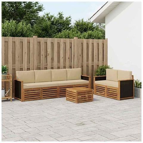 Set di divani da esterno con cuscino 7 pcs Naturale e Beige - Foto 2