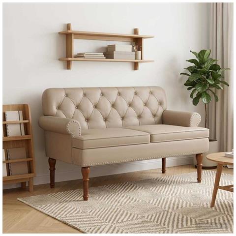 Loveseat con bottoni imbottiti Cappuccino 120 x 65 x 77 cm - Foto 2