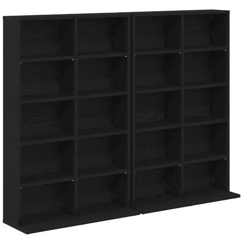 Mobile per CD 2 pz Rovere Nero 65 x 23,5 x 97,5 cm - Foto 1