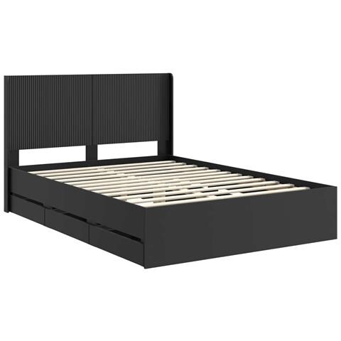 Struttura del letto con stoccaggio e testata Nero 150 x 200 cm - Foto 10