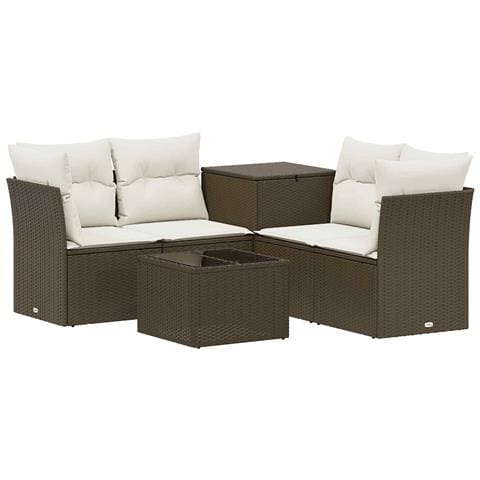 Set di divani 6 pz Marrone e Bianco Crema - Foto 1