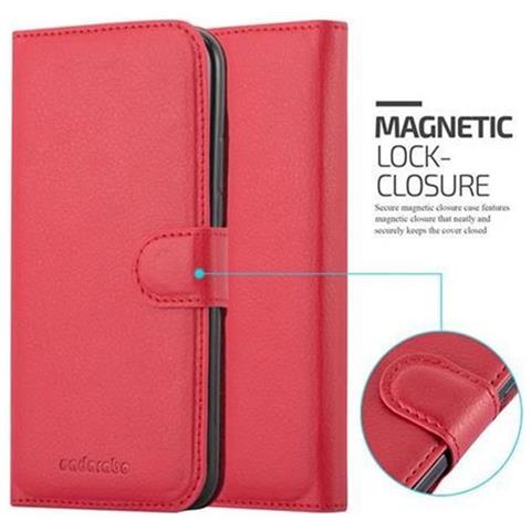 Cadorabo Custodia Compatibile Con Apple Iphone X / Xs In Rosso Carminio - Coperchio Protettiva Con Chiusura Magnetica, Funzione Stand E Tasca Per Le Carte - Foto 5