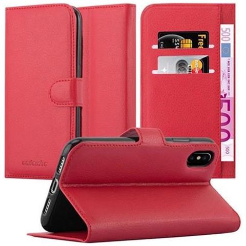 Cadorabo Custodia Compatibile Con Apple Iphone X / Xs In Rosso Carminio - Coperchio Protettiva Con Chiusura Magnetica, Funzione Stand E Tasca Per Le Carte - Foto 1
