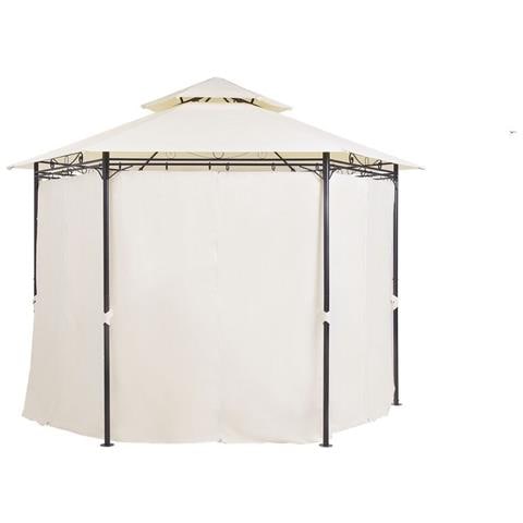 Gazebo In Acciaio E Tessuto Beige Ø350 Cm Portel - Foto 6