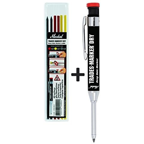 Markal Trades Marker 96264 Secco Starter Set, Contiene: 1 Penna + 1 Set Cartucce: Grafite / Rosso / Giallo - Foto 2
