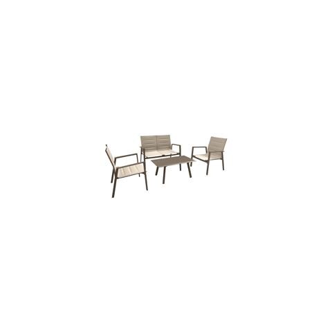 Salotto Illinois Con Divano, Poltrone E Tavolo, Taupe Beige - Foto 3