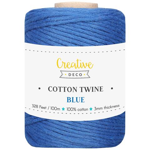 100m Macrame Corda Azzurro | Filo Cotone Uncinetto | 2-3 Mm (+-0.5mm) | 15 Strati | Grande Spago Da Cucina Rotolo Spessi Naturali Forte | Decorazione Casa Artigianato Artistico Foto - Foto 1
