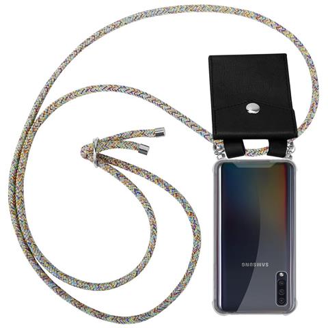 Catena Di Telefoni Cellulari Compatibile Con Samsung Galaxy A30s In Rainbow - Coperchio Protettivo In Silicone Con Anelli D'argento, Cinturino In Corda E Custodia Staccabile - Foto 1
