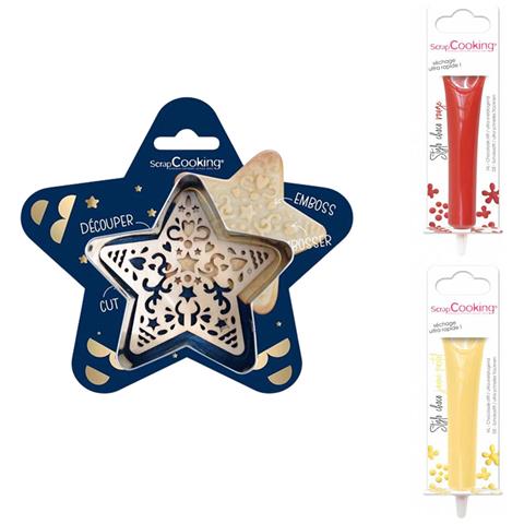 Kit Tagliabiscotti Stella + 2 Penne Al Cioccolato Pastello Rosso E Giallo - Foto 1