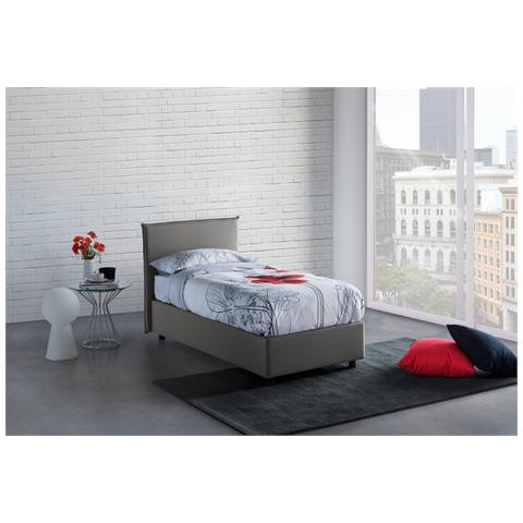 TALAMO ITALIA Letto Singolo Cassiopea Letto Contenitore Con Rivestimento In Tessuto 100% Made In Italy Apertura Frontale Adatto Per Materasso Cm 80x200 Grigio
