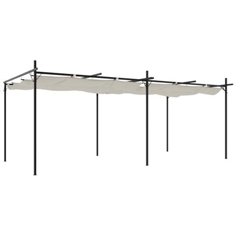 Pergola Con Tetto Retrattile Crema 589x292x230 Cm - Foto 1