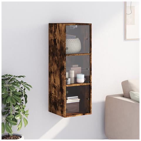 Mobile A Muro Con Ante In Vetro Rovere Fumo 35x37x100 Cm - Foto 3