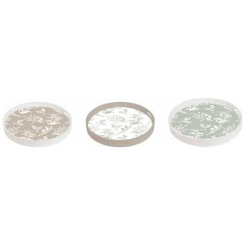 Vassoio Dkd Home Decor Beige Marrone Terracotta Bianco Verde 35 X 35 X 5 Cm Legno Mdf 40 X 30 X 5 Cm (3 Pezzi) - Foto 2