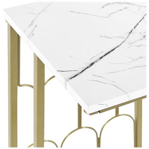 Tavolino Da Caffè Metallo Bianco E Oro 30 X 30 Cm Pandale - Foto 2