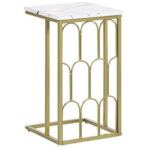 Tavolino Da Caffè Metallo Bianco E Oro 30 X 30 Cm Pandale - Foto 8