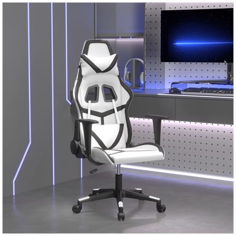 Sedia Da Gaming Bianco E Nero In Similpelle - Foto 1