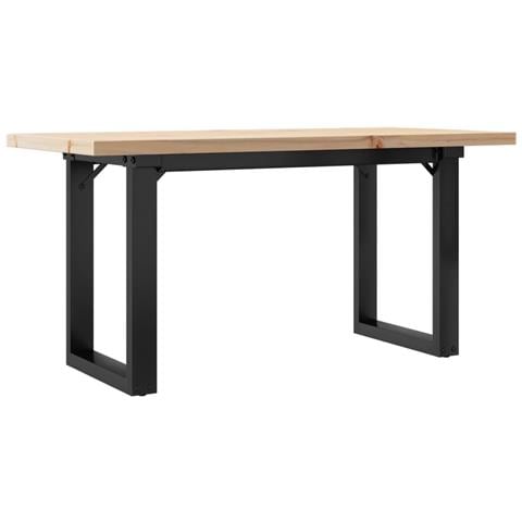 Tavolino Salotto Telaio A O 100x50x45,5cm Massello Pino E Ghisa - Foto 2