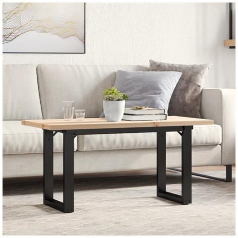 Tavolino Salotto Telaio A O 100x50x45,5cm Massello Pino E Ghisa - Foto 1