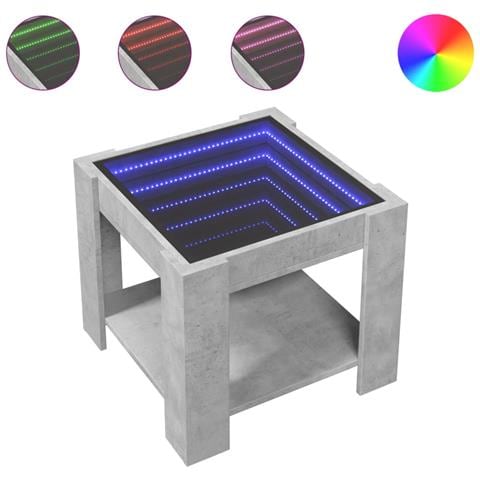 Tavolino Salotto Con Led Grigio Cemento 53x53x45 Cm Multistrato - Foto 2