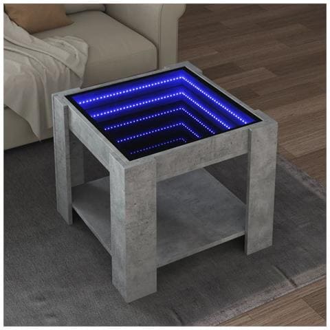 Tavolino Salotto Con Led Grigio Cemento 53x53x45 Cm Multistrato - Foto 1