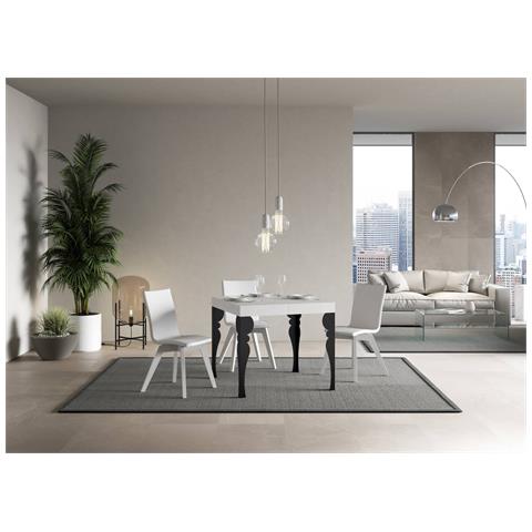 Tavolo Allungabile 90x90/246 Cm Paxon Premium Bianco Frassino Telaio Antracite - Foto 4