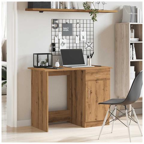 Scrivania Rovere Artigianale 100x50x76 Cm In Legno Multistrato - Foto 3