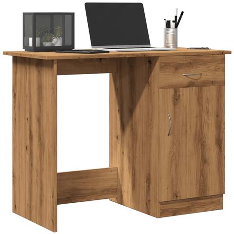 Scrivania Rovere Artigianale 100x50x76 Cm In Legno Multistrato - Foto 1