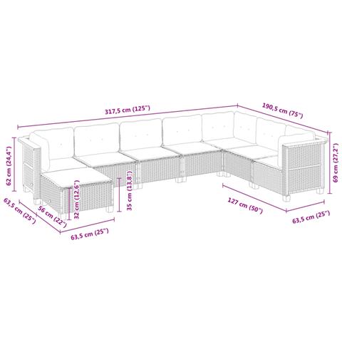 Set Divani da Giardino con Cuscini 8 pz Nero in Polyrattan - Foto 2
