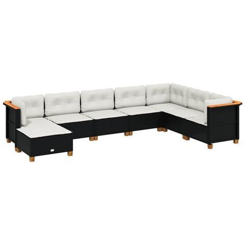 Set Divani da Giardino con Cuscini 8 pz Nero in Polyrattan - Foto 1
