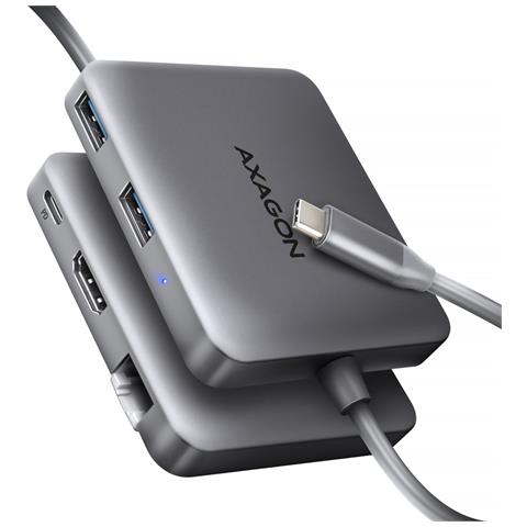 N HMC-5HL USB 5Gbps hub 2x USB-A HDMI 4k / 60Hz RJ-45 GLAN PD 100W kabel USB-C Cablato USB 3.2 Gen 1 (3.1 Gen 1) Type-C Argento - Foto 1