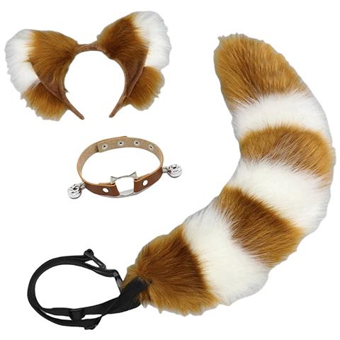 Set Di Orecchie E Coda Da Volpe Fatti A Mano, Accessori Per Cosplay White - Foto 1