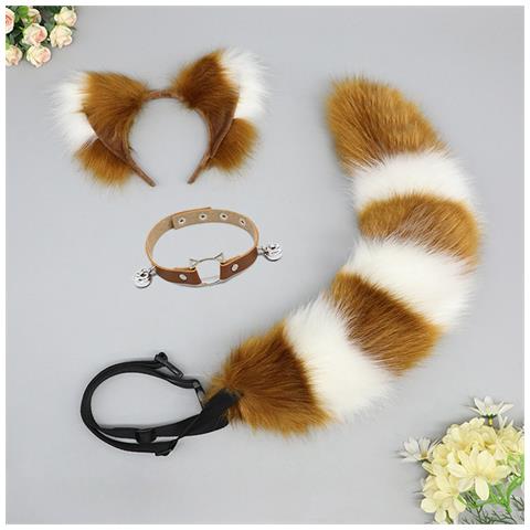 Set Di Orecchie E Coda Da Volpe Fatti A Mano, Accessori Per Cosplay White - Foto 2