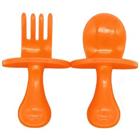 Posate Ergonomiche Per Bambini In Plastica - Set Di Cucina Arancione Funzionale - Foto 1