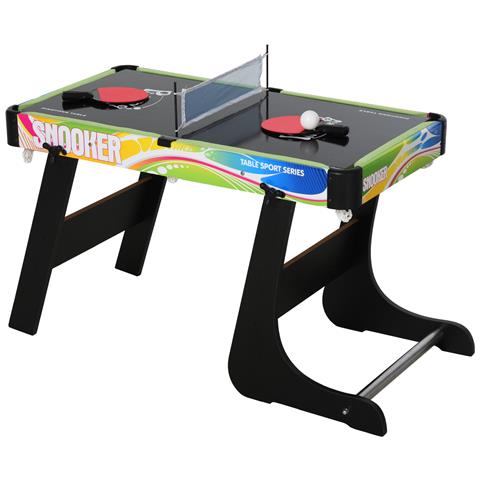Tavolo da Gioco 4 in 1 Pieghevole per Calcio-Balilla, Biliardo, Air Hockey e Ping Pong, in MDF e Plastica - Foto 1