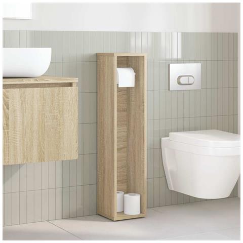 Mobile Da Bagno Con Portarotolo Rovere Sonoma 20,5x20x90 Cm - Foto 3