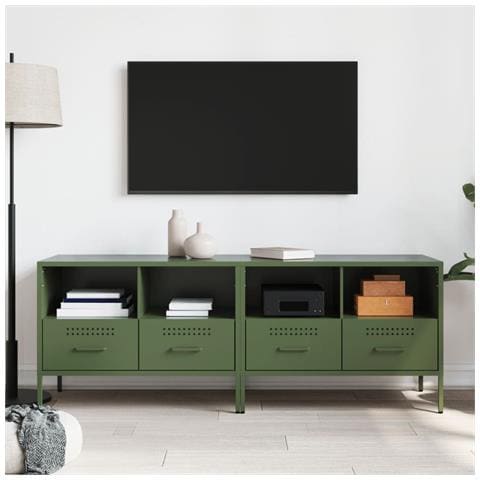 Mobili Tv 2pz Verde Oliva 68x39x50,5 Cm In Acciaio - Foto 3
