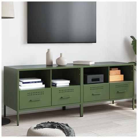 Mobili Tv 2pz Verde Oliva 68x39x50,5 Cm In Acciaio - Foto 1