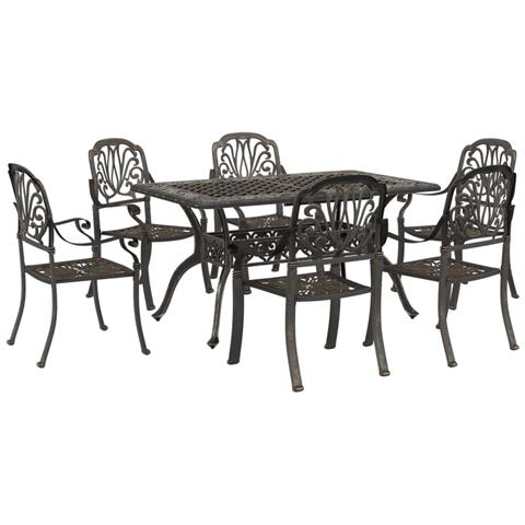 Set Da Pranzo Da Giardino 7 Pz Bronzo In Alluminio Pressofuso - Foto 2