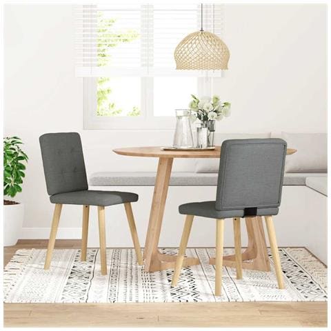 Sedie Da Pranzo 2 Pz Grigio Scuro In Tessuto - Foto 2