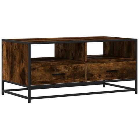 Tavolino Rovere Fumo 100x50x45cm In Legno Multistrato E Metallo - Foto 2