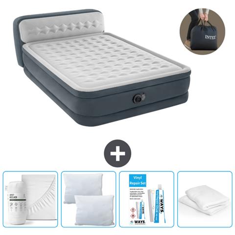 Set Materassino Gonfiabile - 236x152x86 Cm - Grigio - Include Accessori Coordinati - Foto 1
