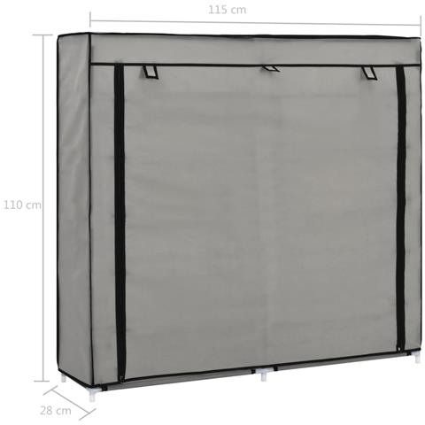 Scarpiera Coperta Grigia 115x28x110 Cm In Tessuto - Foto 8