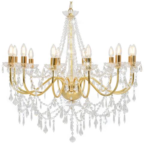 Lusso Casadino - Lampadario Con Perline Dorato 12 Lampadine E14 - Foto 2