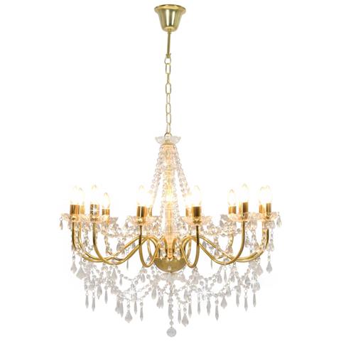 Lusso Casadino - Lampadario Con Perline Dorato 12 Lampadine E14 - Foto 1