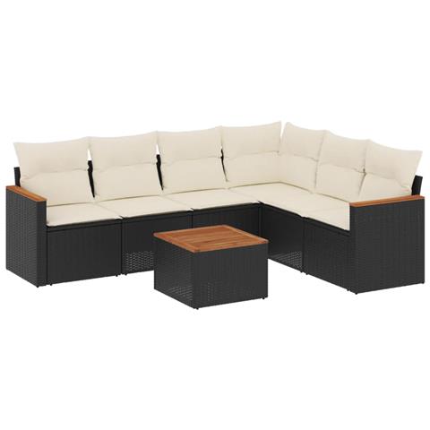 Set Divani Da Giardino Con Cuscini 7pz Nero Polyrattan - Foto 1