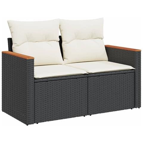 Set Divani Da Giardino Con Cuscini 7pz Nero Polyrattan - Foto 2