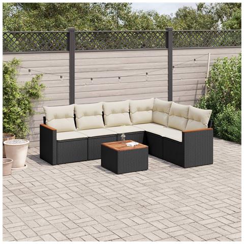 Set Divani Da Giardino Con Cuscini 7pz Nero Polyrattan - Foto 8